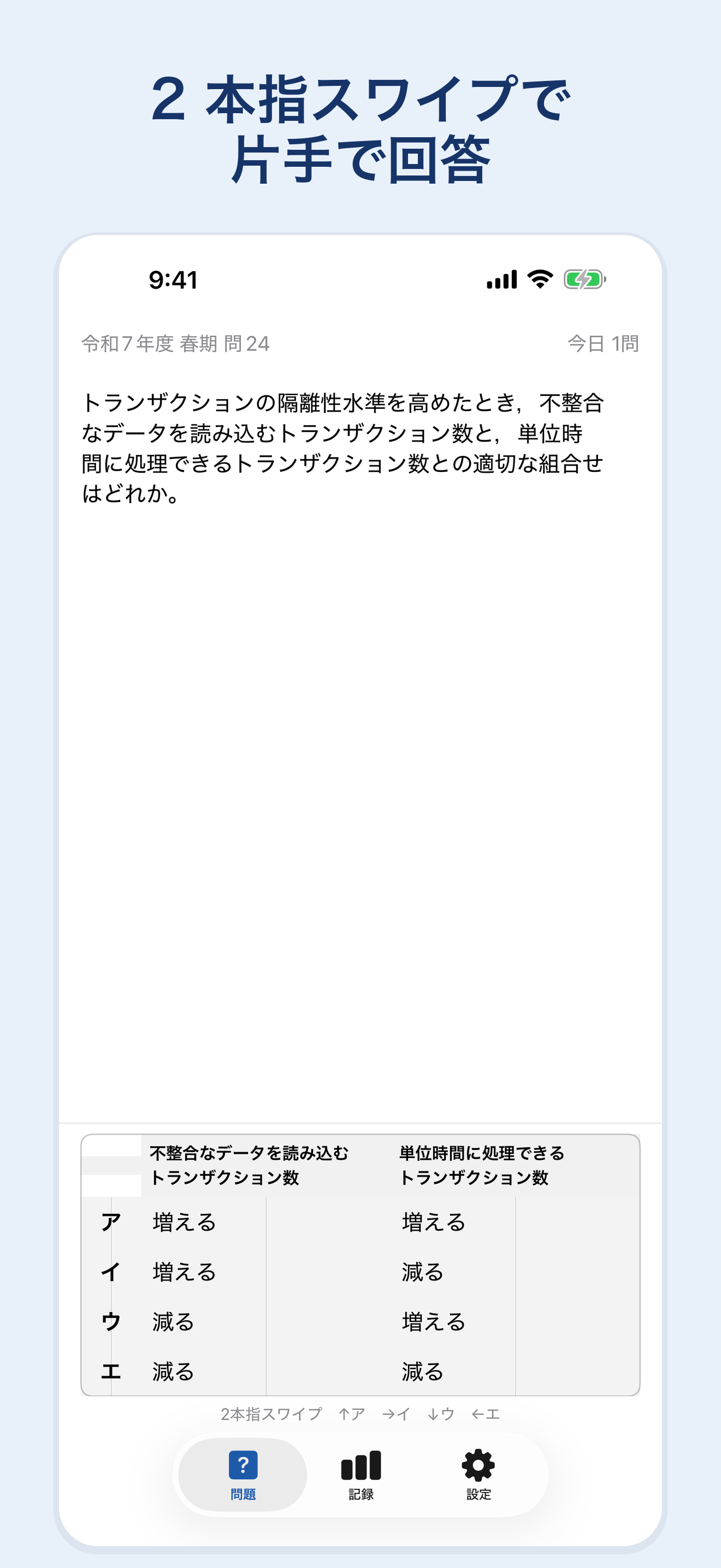 表の選択肢がある問題